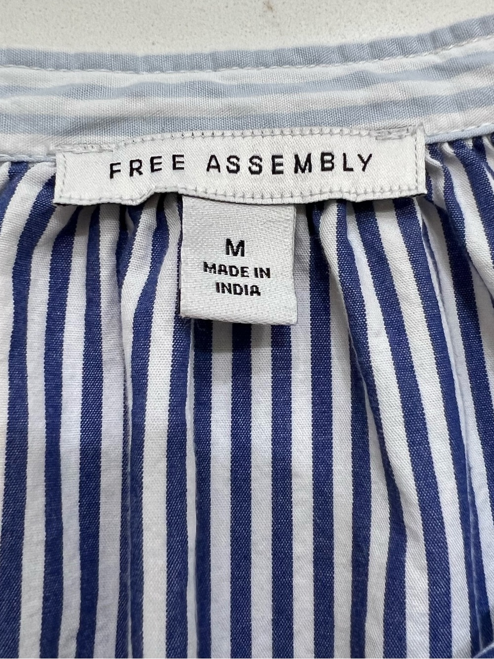 Free Assembly Blue White Stripe 100% Cotton Peplum Blouse Medium - Picture 5 of 8